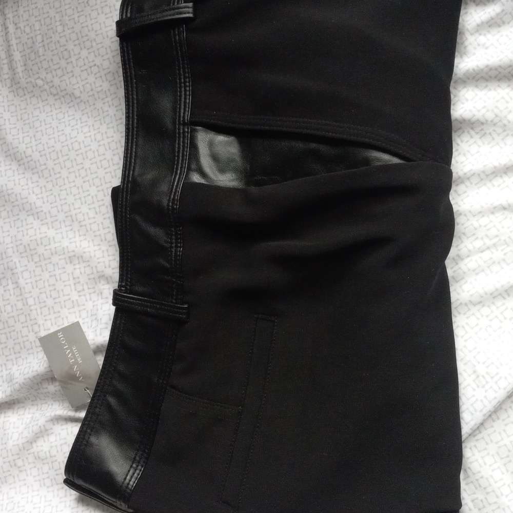 Ann Taylor black leather look trim pants